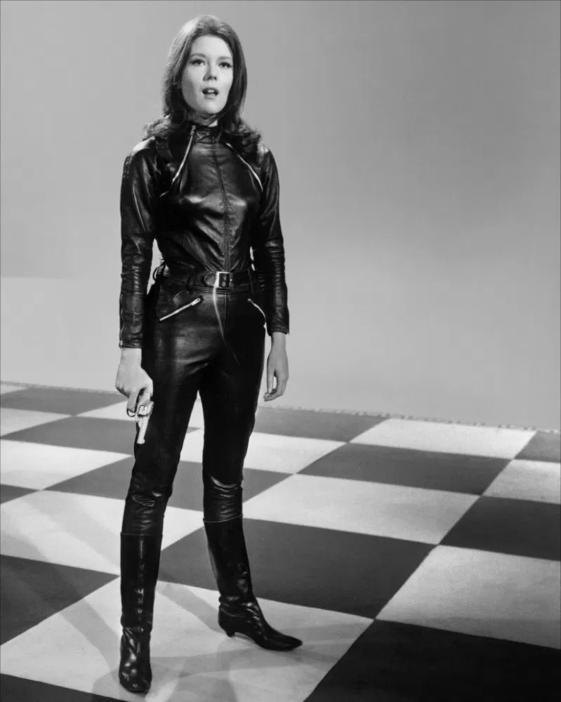 Dame Diana Rigg adorned in leather catsuit for TV Show 'The Avengers'